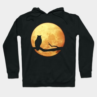 Yellow Moon Owl Shadow Halloween Design Hoodie